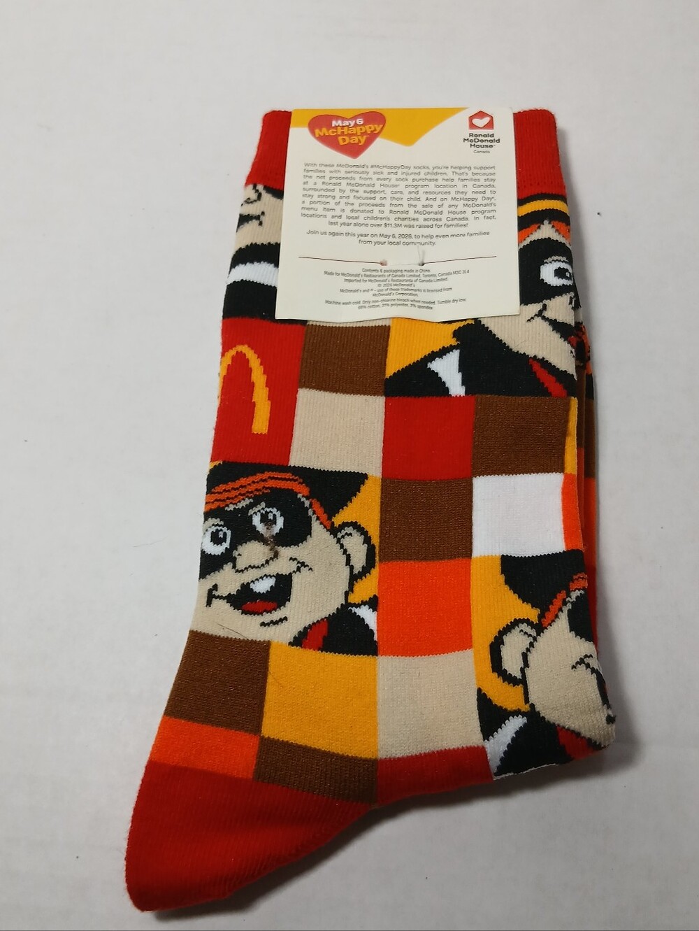 2026 McDonald’s Canada McHappy Day Socks Hamburglar New
